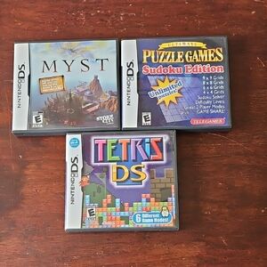 Myst DS, Puzzle Games Sudoku Edition DS,  Tetris DS. Lot Of 3 Nintendo DS Games